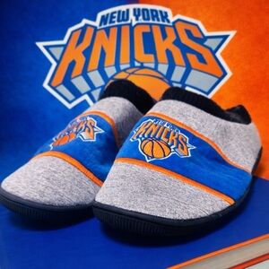 New York Knicks Gray and Blue Slippers with Orange Accents